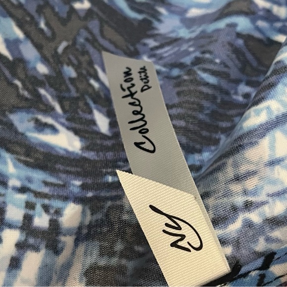 NY Collection blue scribble print midi dress, women’s size pm - Picture 3 of 4